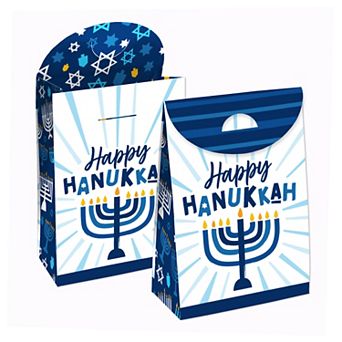 Big Dot Of Happiness Hanukkah Menorah Holiday Gift Favor Bags Party Goodie Boxes 12 ct