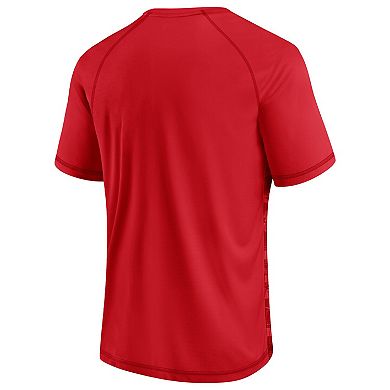 Men's Fanatics Branded Red Wisconsin Badgers Arch Outline Raglan T-Shirt