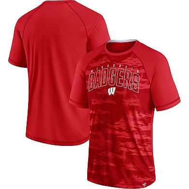 Men's Fanatics Branded Red Wisconsin Badgers Arch Outline Raglan T-Shirt
