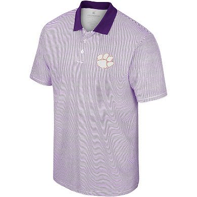 Men's Colosseum Purple/White Clemson Tigers Print Stripe Polo