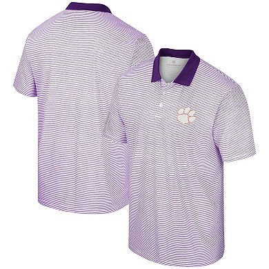 Men's Colosseum Purple/White Clemson Tigers Print Stripe Polo
