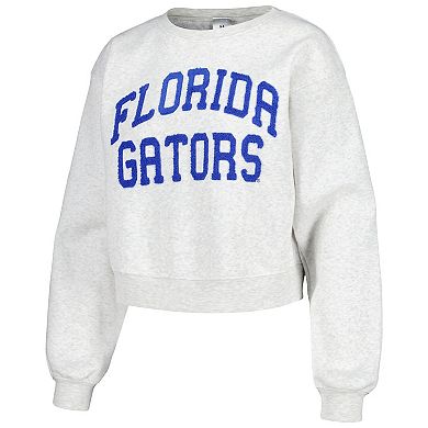 Women's ZooZatz Oatmeal Florida Gators Core Chenille Cropped Pullover Sweatshirt