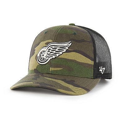 Men's '47 Camo/Black Detroit Red Wings Trucker Snapback Hat