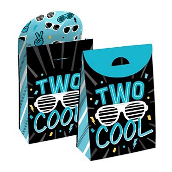 Big Dot Of Happiness Two Cool - Boy - Blue 2nd Birthday Party Bags - Party Goodie Boxes - Set Of 12