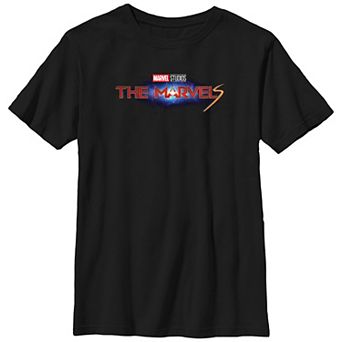 Boys Husky The Marvels Movie Logo Title Graphic Tee
