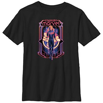 Boys Husky The Marvels Captain Marvel Portrait Graphic Tee
