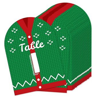 Big Dot Of Happiness Ugly Sweater Holiday & Christmas Double-sided 5 X 7" Table Numbers 1-20