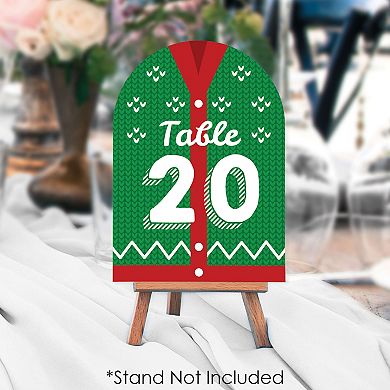Big Dot Of Happiness Ugly Sweater Holiday & Christmas Double-sided 5 X 7" Table Numbers 1-20