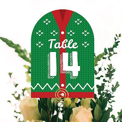 Big Dot Of Happiness Ugly Sweater Holiday & Christmas Double-sided 5 X 7" Table Numbers 1-20