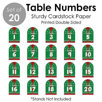 Big Dot Of Happiness Ugly Sweater Holiday & Christmas Double-sided 5 X 7" Table Numbers 1-20