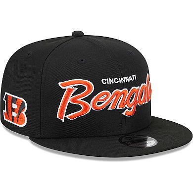 Men's New Era Black Cincinnati Bengals Main Script 9FIFTY Snapback Hat