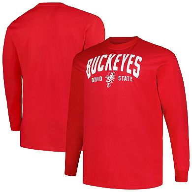 Men's Champion Scarlet Ohio State Buckeyes Big & Tall Arch Long Sleeve T-Shirt