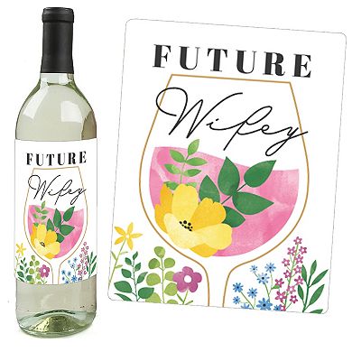 Big Dot Of Happiness Wildflowers Bride Boho Floral Wine Bottle Label Stickers 4 Ct