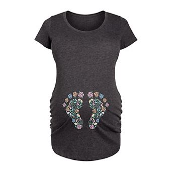Maternity Floral Footprint Belly Graphic Tee