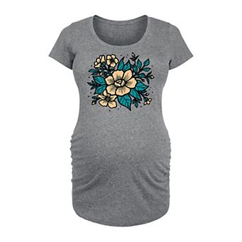 Maternity Etched Flowers Graphic Tee