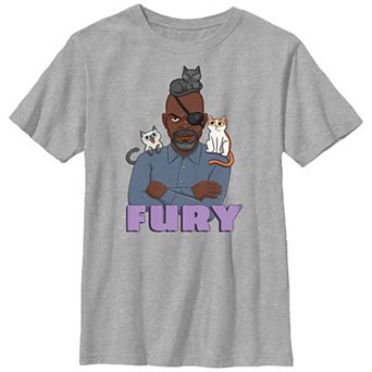 Boys 8-20 The Marvels Nick Fury With Kittens Portrait Graphic Tee