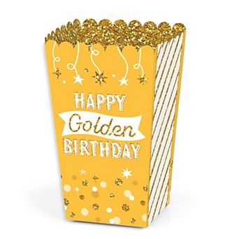 Big Dot Of Happiness Golden Birthday Happy Birthday Party Favor Popcorn Treat Boxes 12 ct