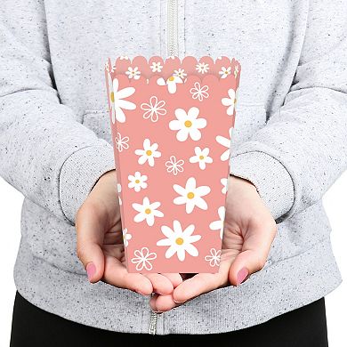 Big Dot Of Happiness Pink Daisy Flowers - Floral Party Favor Popcorn Treat Boxes - Set Of 12