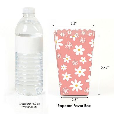 Big Dot Of Happiness Pink Daisy Flowers - Floral Party Favor Popcorn Treat Boxes - Set Of 12