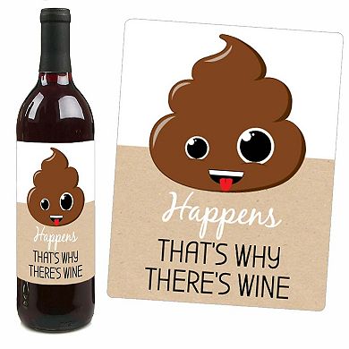 Big Dot Of Happiness Party 'til You're Pooped - Poop Emoji Wine Bottle Label Stickers 4 Ct