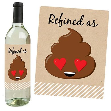 Big Dot Of Happiness Party 'til You're Pooped - Poop Emoji Wine Bottle Label Stickers 4 Ct