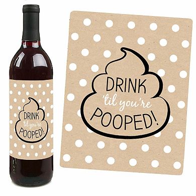 Big Dot Of Happiness Party 'til You're Pooped - Poop Emoji Wine Bottle Label Stickers 4 Ct