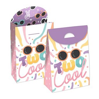 Big Dot Of Happiness Two Cool - Girl - Pastel 2nd Birthday Bags - Party Goodie Boxes - Set Of 12