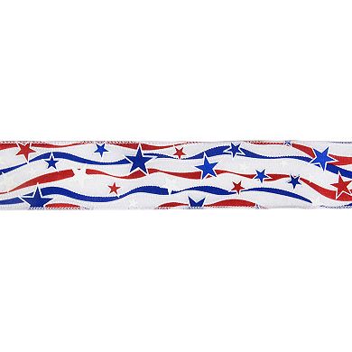Patriotic Stars And Stripes Wired Craft Ribbon 2.5" X 10 Yards