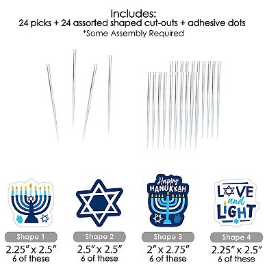 Big Dot Of Happiness Hanukkah Menorah Dessert Toppers Holiday Party Clear Treat Picks 24 Ct