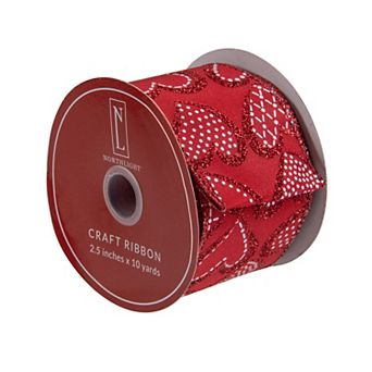 Red and White Hearts Valentine's Day Wired Craft Ribbon