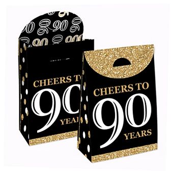 Big Dot Of Happiness Adult 90th Birthday - Gold Gift Favor Bags - Party Goodie Boxes 12 ct