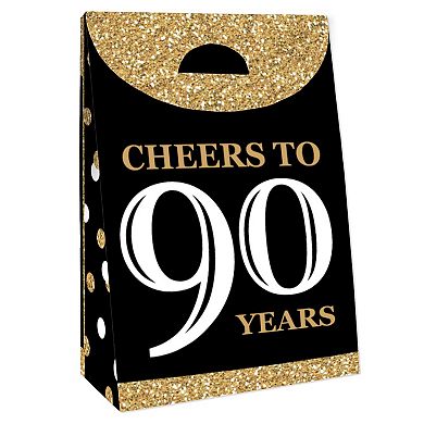 Big Dot Of Happiness Adult 90th Birthday - Gold Gift Favor Bags - Party Goodie Boxes 12 Ct