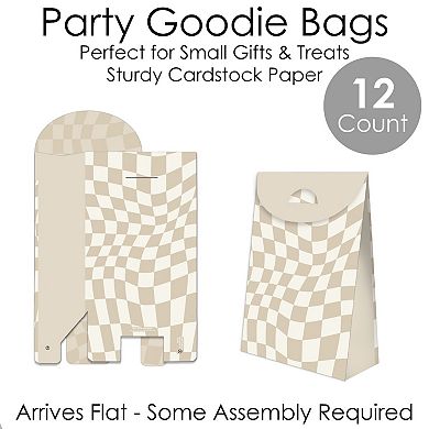 Big Dot Of Happiness Tan Checkered Party - Gift Favor Bags - Party Goodie Boxes - Set Of 12