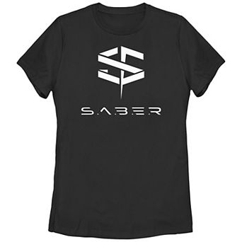 Juniors' The Marvels Saber Logo Graphic Tee