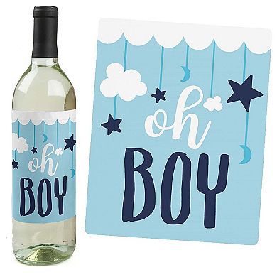 Big Dot Of Happiness It's A Boy - Blue Baby Shower Decor - Wine Bottle Label Stickers - 4 Ct