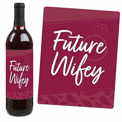 Big Dot Of Happiness Burgundy Elegantly Simple - Party Favors Wine Bottle Label Stickers 4 Ct