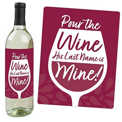 Big Dot Of Happiness Burgundy Elegantly Simple - Party Favors Wine Bottle Label Stickers 4 Ct