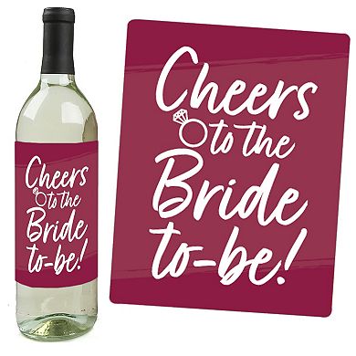 Big Dot Of Happiness Burgundy Elegantly Simple - Party Favors Wine Bottle Label Stickers 4 Ct
