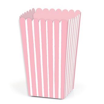 Big Dot Of Happiness Pink Stripes - Simple Party Favor Popcorn Treat Boxes - Set Of 12