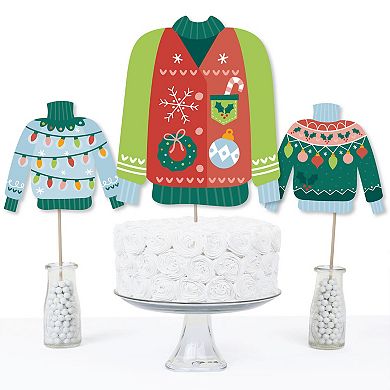 Big Dot Of Happiness Colorful Christmas Sweaters Holiday Centerpiece Table Toppers 15 Ct