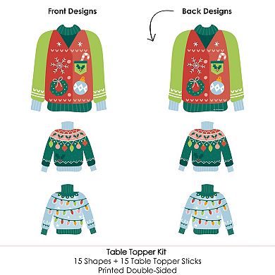 Big Dot Of Happiness Colorful Christmas Sweaters Holiday Centerpiece Table Toppers 15 Ct