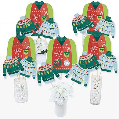 Big Dot Of Happiness Colorful Christmas Sweaters Holiday Centerpiece Table Toppers 15 Ct