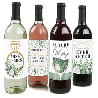 Big Dot Of Happiness Boho Botanical Bride Wedding Party Decor Wine Bottle Label Stickers 4 ct
