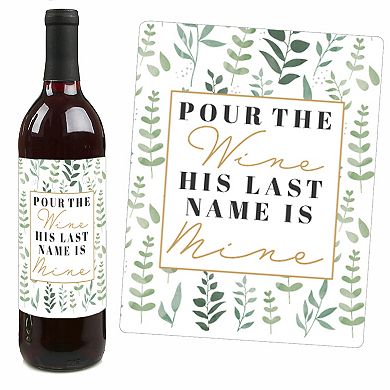 Big Dot Of Happiness Boho Botanical Bride Wedding Party Decor Wine Bottle Label Stickers 4 Ct