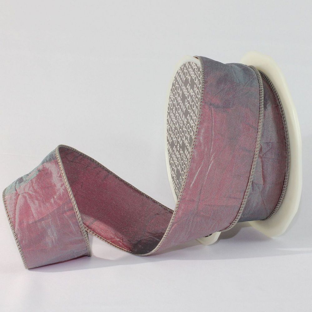 Amethyst Crinkled Satin Wired Craft Ribbon