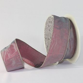 Amethyst Crinkled Satin Wired Craft Ribbon