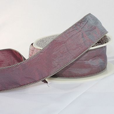 Amethyst Crinkled Satin Wired Craft Ribbon