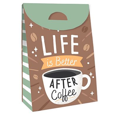 Big Dot Of Happiness But First, Coffee Cafe Themed Gift Favor Bags Party Goodie Boxes 12 Ct