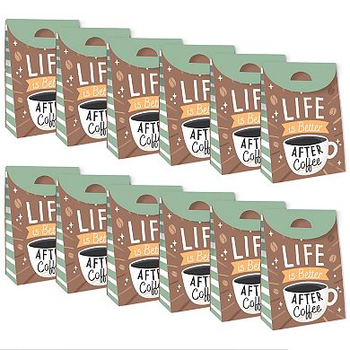 Big Dot Of Happiness But First, Coffee Cafe Themed Gift Favor Bags Party Goodie Boxes 12 Ct