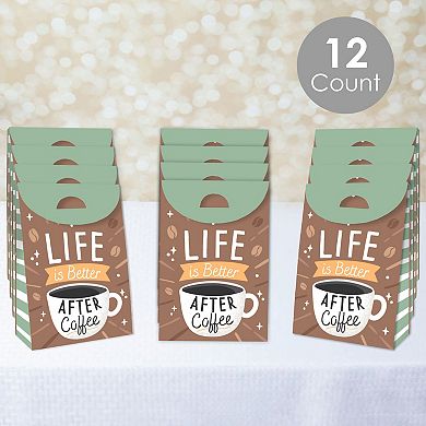 Big Dot Of Happiness But First, Coffee Cafe Themed Gift Favor Bags Party Goodie Boxes 12 Ct